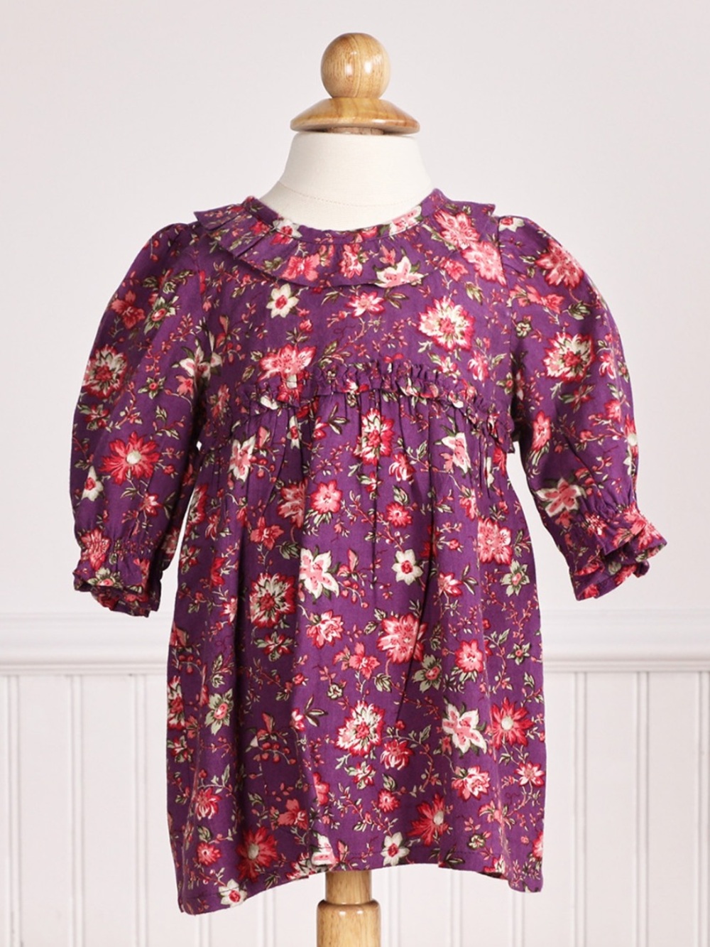 April Cornell Sarah Purple Floral Baby Dress 6-12m